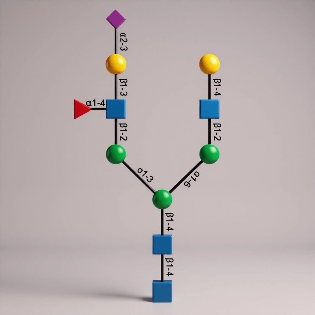 3D model of a complex N-glycan branching structure